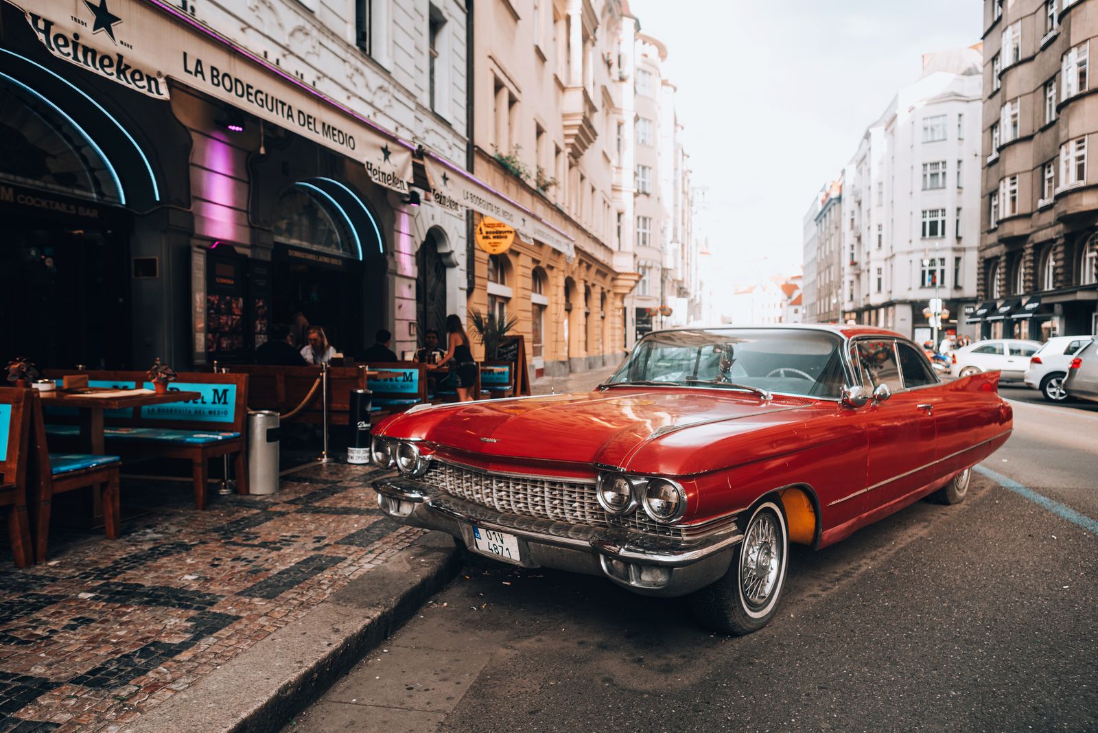Sleek car parked on a city street, ready for the road